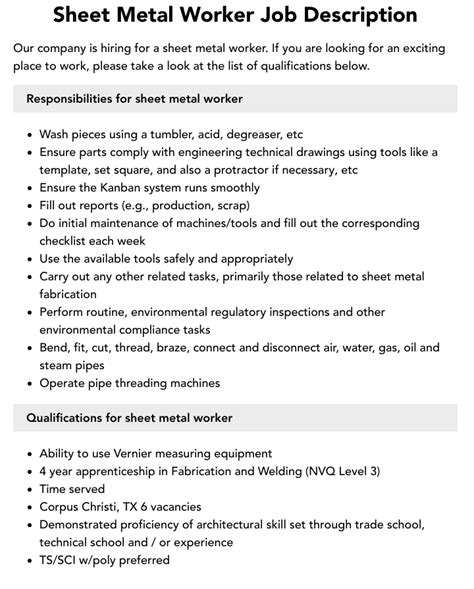 generator enclosure manufacturer sheet metal job description|Sheet Metal Worker .